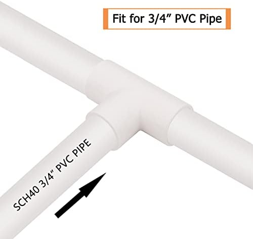 20 Pack 3/4in Tee 3 Way PVC Pipe Fittings Connector, Furniture Build Grade SCH40 Elbow Fitting for DIY Garden Shelf (Socket x Socket Socket) Contractor