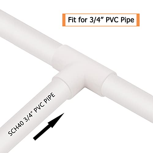 20 Pack 3/4in Tee 3 Way PVC Pipe Fittings Connector, Furniture Build Grade SCH40 Elbow Fitting for DIY Garden Shelf (Socket x Socket Socket) Contractor