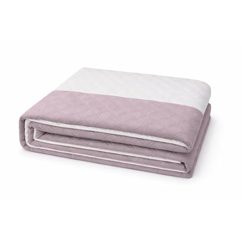 VKZ Couvre-lit Boutis Réversible 240x250 cm, 1 Pièce,Beige/Rose poudré, Dessus de Lit Matelassé Double Face, Couette Légère Été, Couverture Grand Lit 2...