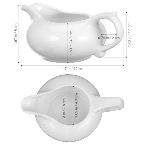 Luxshiny 140ml Ceramic Creamer with Handle, 3pc Mini White Ceramic Milk Jug Small Coffee Milk Creamer Pitcher Gravy Boats (12x8.5x4.5cm) - Image 3