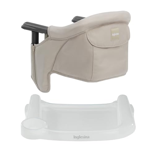 Image of Inglesina Fast Table Chair - Cream + Fast Dining Tray - Portable Baby High Chair - for Babies & Toddlers up to 37 lbs - Fits Tables 0.8'' to 3.5'' Thick - Compact & Easy to Use - Travel Bag Included