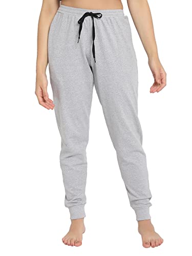 Image of Clovia Women's Chic Basic Cuffed Joggers Pyjama in Grey
