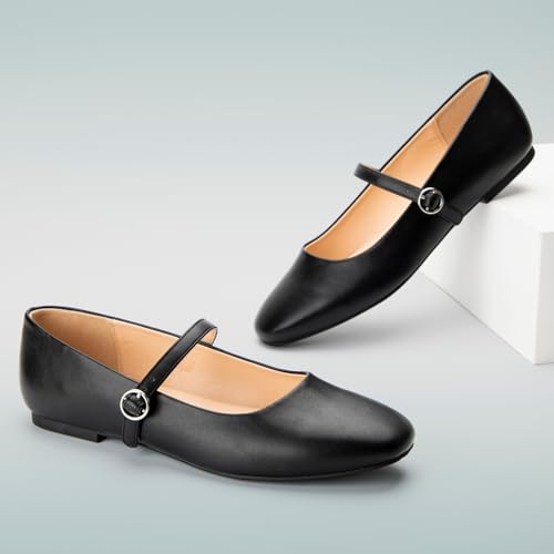 Women's Flats Mary Jane Ballet Flats for Women Classic Square Toe Women Shoes Dressy Comfort Ankle Strap Flats for Women4