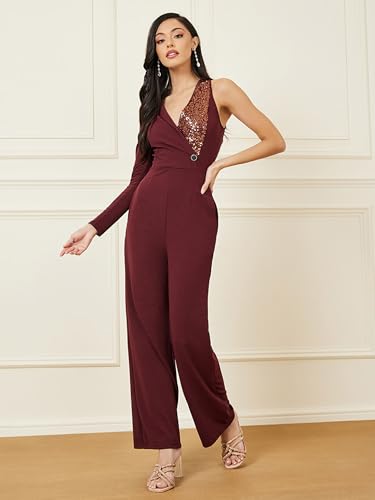 Image of Miss Chase Women's Keyhole Neck Regular Sleeve Regular Length Jumpsuit with Pockets