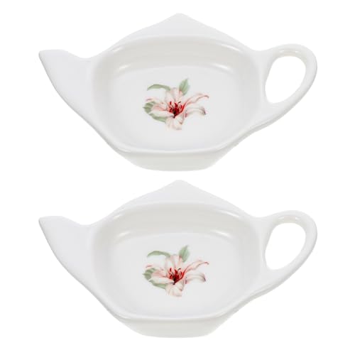 Ceramic Tea Bag Holder Tea Bag Coasters: 2Pack Teapot-Shaped Spoon Rests Tea Bag Storage Rack Classic Teabag Holder Saucer