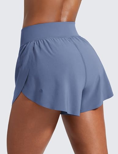 Image of CRZ YOGA High Waisted Split Running Shorts 3 inch | Mesh Liner, Quick Dry, Lightweight, for Women