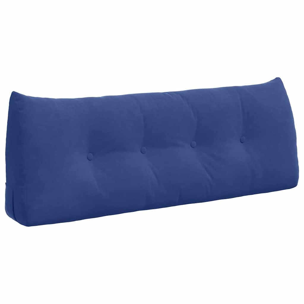 Rückenkissen Polizeiblau 120x24x50 cm Samt - Ergonomisches Keilkissen mit Seitentasche und Knopf-Fixierung - Weiches Lesekissen & Sofakissen für Bett, Couch und Büro im Innenbereich