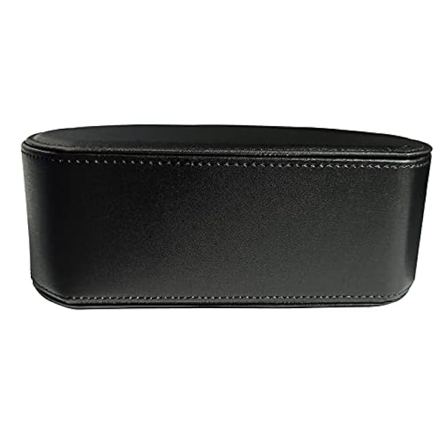 Leather Remote Control Holder with 5 Compartments TV Remote Caddy Storage Box/Tray,Desktop Organizer Store Controller,Glasses,Brush,Media Player,Pen,Space Saver for Bedside Table/Office Desk(Black)