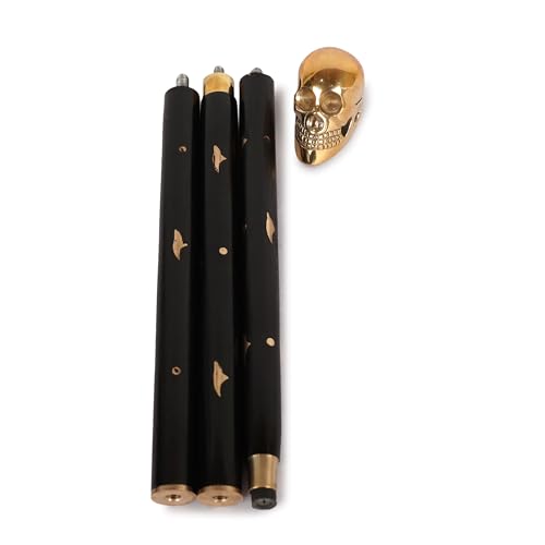 Antique Walking Cane for Men Brass Skull Handle Vintage Wooden Cane | Handicraft Collectible Aid and Mobility Mens Wooden Walking Cane Ideal Gift 36 Inch