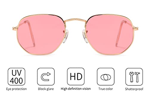 Hexagon Sunglasses For Women Men Polarized Square Sunglasses UV Protection Polygon Metal Frame Sun Glasses3