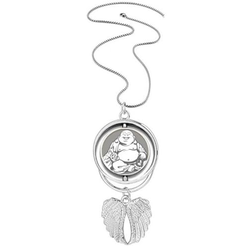 Collier pendentif Maitreya ailes d'ange rotatif en ligne dessin