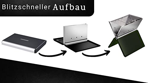 Steinborg Klappgrill | Laptopgrill | Campinggrill | Blitzschneller Aufbau | Hitzebeständiger Rahmen | Große Lüftungsschlitze | Holzkohlegrill | Kohlegrill | Geringes Gewicht | Geeignet für Holzkohle 5