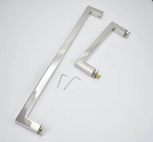 Mont Hard Towel Bar 18 Inch And 8 Inch Square Shower Door Handle Combination In Polished Nickel For Commercial And Residential Frameless Glass Shower Doors thumb #8