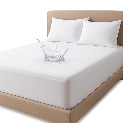 Family Bedding Waterproof Mattress Protector Super King | Cotton Terry Top, Fitted, Anti-Allergy, Breathable & Washable Bed Cover (183x200 cm)