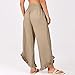 Womens Linen Pants Petite Cropped Wide Leg Palazzo Pants Casual Dressy Flowy Loose Ruffle Boho Beach Pant Pull on Lightweight Gaucho Swim Cover Up Ladies Bohemian Crop Pant Bottoms Maternity Outfit