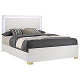Dex Platform King Size Bed- Panel LED Headboard- White Wood Melamine Finish