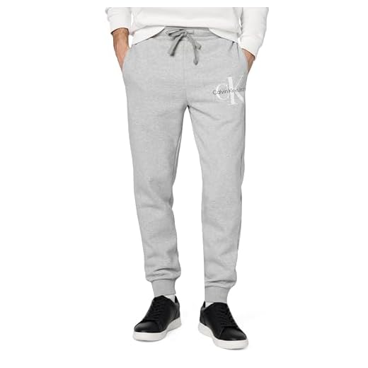 Calvin Klein Men's Monogram Logo Fleece Joggers, Heroic Grey Heather, Medium
