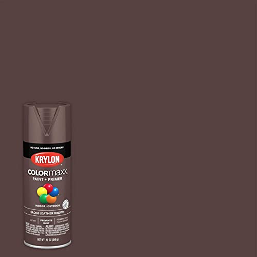 Krylon K05527007 Colormaxx Spray Paint And Primer For Indoor/Outdoor Use, Gloss Leather Brown, 12 Ounce (Pack Of 1) #TOP1