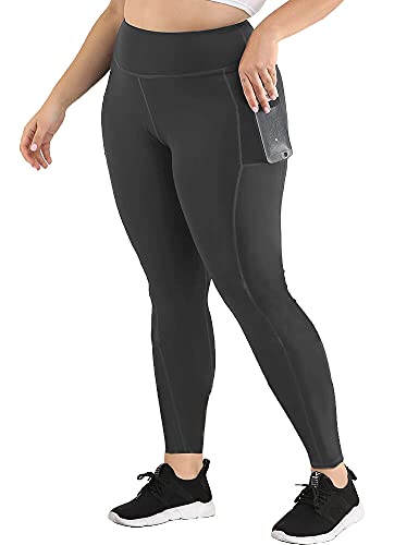 Uoohal Plus Size Athletic Workout Leggings For Women Yoga Pants With Pockets High Waisted Active Capris Dark Gray Xl #TOP4