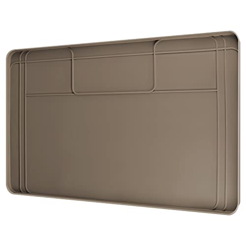 Sanbege Under Sink Mat Liner 34" X 22", Trimmable Kitchen Cabinet Protector Tray, Multipurpose Silicone Waterproof Mat For 36" Cabinet And Crafting, Pet Bowls, Floor Organization (Brown) #TOP1