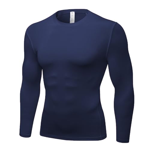 Men's Compression Long Sleeve Shirts, Cool Dry Sport Workout Underwear Shirt Athletic Baselayer Running Tops 1/2 Pack