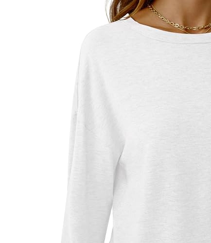 Long Sleeve Shirts for Women Crew Neck Basic Tops Casual Loose Fitted Fall Clothes 20253