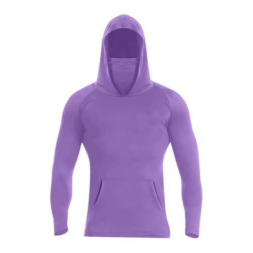 Hooded UPF 50 Long Sleeve Sun Shirts for Men Uv Protection Summer Cooling Hiking Rash Guard Fishing Hoodie with Mask 6