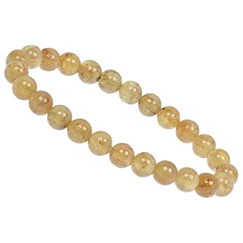 Bracelet Jaune apatite 8 mm PowerBead perles de pierre naturelle extensible femme
