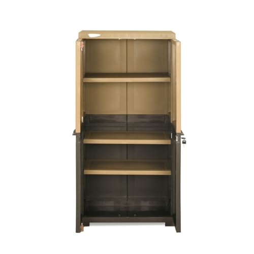 Image of Nilkamal Freedom Mini Medium (FMM Duet) Plastic Wardrobe for Storage|3-Year Warranty|Clothes Cupboard|Almirah for Home, Living Room, Bed Room|Adult & Kids|Rattan Dark Beige /Weather Brown