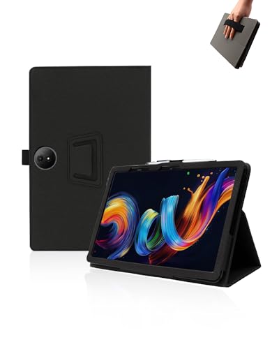 Case for TCL NXTPAPER 11 Plus Tablet 11.5 inch Android 15 Tablets,UYRUREL Leather Slim Folding Stand Cover with Hand Strap Magnet for Men Women Full Protection,Black.