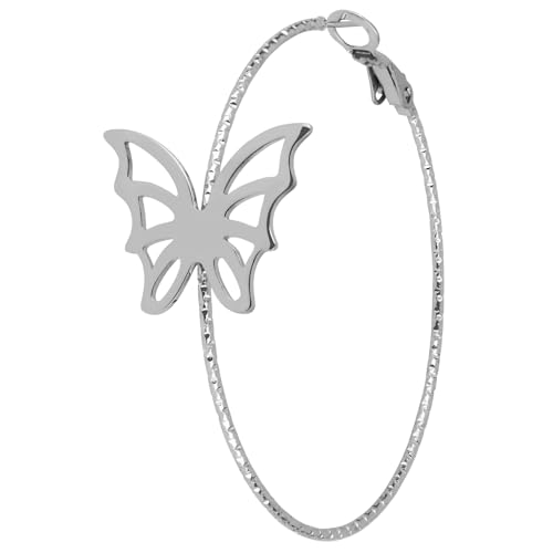 Boucles d'oreilles femme dorées avec papillon de 5 cm au fini brillant durable
