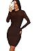 WIHOLL Women's Mesh Sheer Long Sleeve Ruched Mini Dress Fall Sexy Bodycon Little Short Mock Neck New Years Eve Cocktail Party Club Dresses 2025 Fall Outfits Plus Size Brown XL