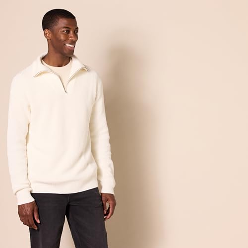Amazon Essentials Men's Quarter-Zip Rib-Knit Relaxed-Fit Sweater2