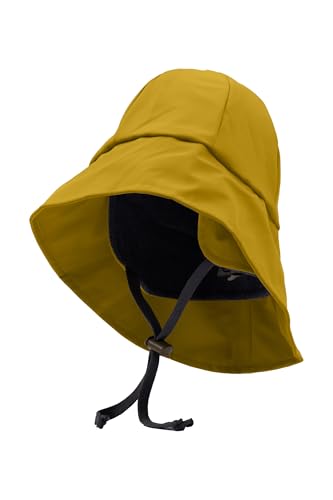 Mikk-line Wasserdichter Regenhut für Kinder | Regenmütze Kinder mit UV-Schutz & Kinnriemen | Winddichte und Wasserdichter Hut für Jungen und Mädchen | Gelb Outdoor-Hut für Herbst & Winter