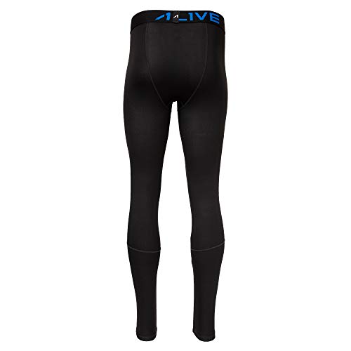 A1Ive Mens Thermal Base Layer Embossed Compression Tight Bottom Active Athletic Pants (Black/Blue, X-Large) #TOP2