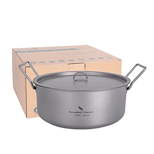 Boundless Voyage 2L Titanium Stock Pot With Lid Folding Handle Soup Pot For Outdoor Camping Hiking Picnic Home Kitchen Ultralight Cookware Ti2054C #TOP16