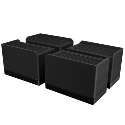 Yinnhom テーブル 高さ調整 机 7.3cm上げる こたつ ソファ ベッド デスク 椅子 高さを上げる足 家電・家具高さ調節器具 テーブル 脚 継ぎ足し こたつ足 耐荷重1000kg 4個セット 長方形 L型 3段式 ブラック