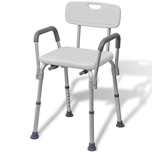 Homgoday Silla de ducha de aluminio, bancos y asientos de ducha blancos