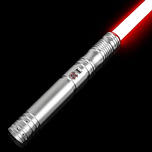 Dueling Lightsaber Smooth Swing RGB 12 Colors Changeable Lightsabers - Metal Hilt Force FX Light Saber with 4 Modes Sound Including Flash-on-Clash, Support Real Heavy Dueling for Adults Teens (Black)