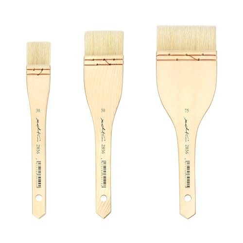 XDT#5249 Hake Artist Paint Brush 3 Piece Set Medium Soft Premium Goat #1.06in #1.77in #2.76in Acrylic Oil Watercolor