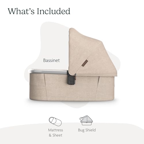 UPPAbaby Bassinet V3 - Compatible with Vista, Cruz, Ridge Strollers - Overnight Sleep Solution - Mattress, Sheet and Bug Shield Included - Declan (Oat Mélange/Silver Frame) by UPPAbaby - Image 2
