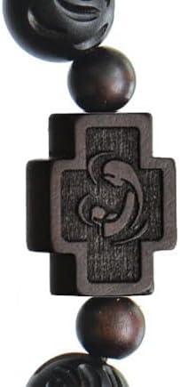 Sine Cera Dark Jujube Wood 1 Decade Catholic Rosary Bracelet, Rose Cut 10mm Beads - Image 4