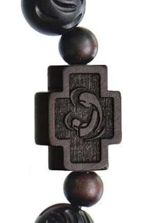 Sine Cera Dark Jujube Wood 1 Decade Catholic Rosary Bracelet, Rose Cut 10mm Beads4