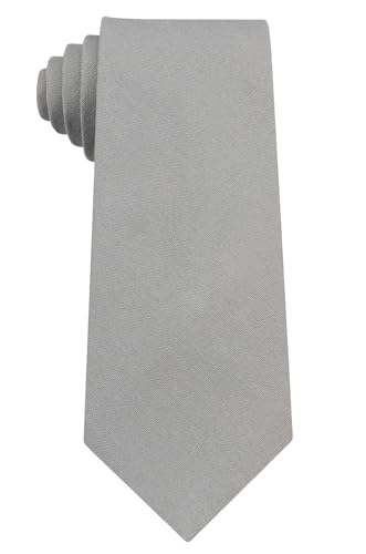 Entwineno Mens Regular Width Color Linen Neckties - Standard and Extra Long Tie (Light Gray, Standard 58 inches)