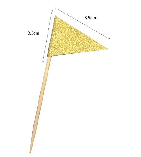45 Pcs Triangle Gold Cupcake Toppers Party Cupcake Decorations For Birthday, Baby Shower, Wedding, Engagement, Graduation, Christmas Party #TOP1