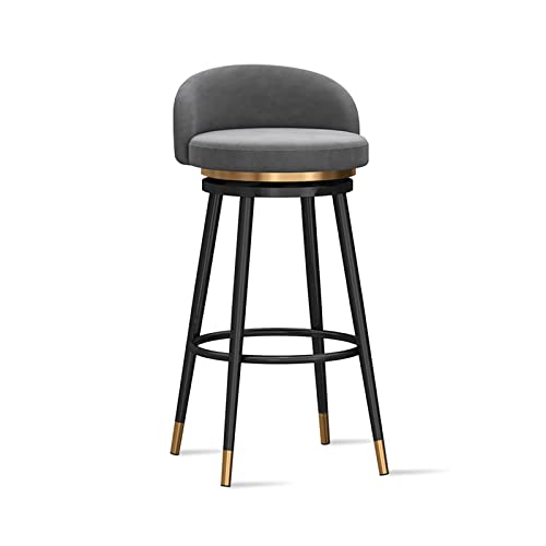 Sillas modernas de terciopelo con altura de barra, taburetes de cocina tapizados giratorios de 360° con respaldo para desayuno, bar, isla y restaurante, elegante y cómoda, 1 unidad