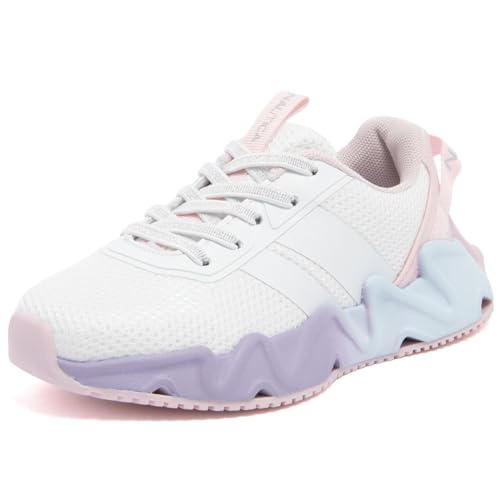Nautica Kids Girls Lace-Up Fashion Sneaker Athletic Running Shoe-Manalapin 2 Girls Toddler-White Iridescent Multi Size-12