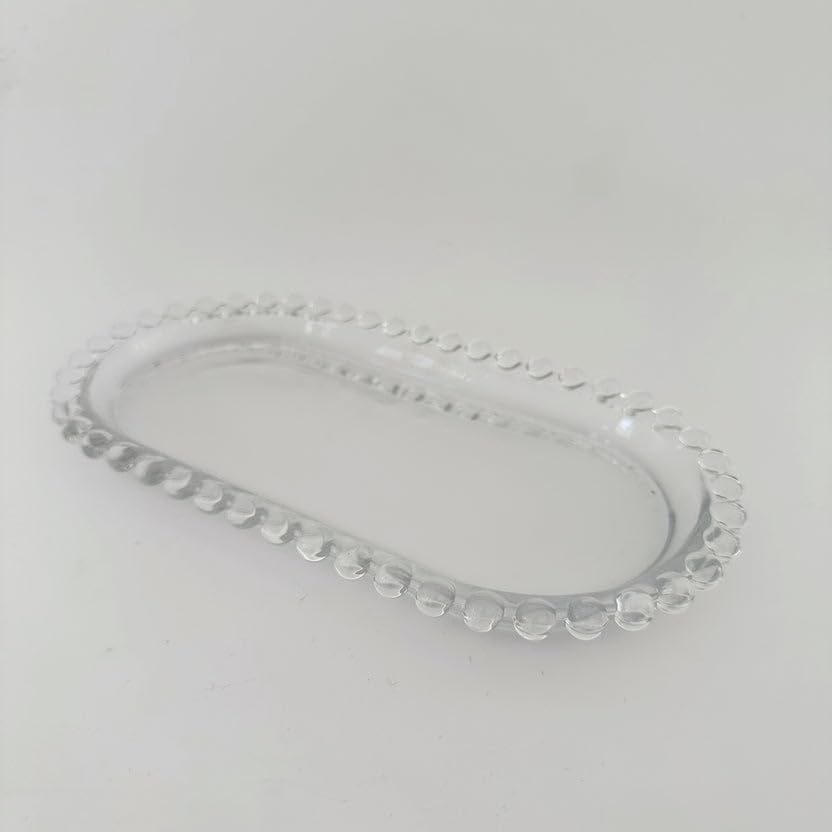 Image of Glassbunny Modern Crystal Clear Oval Shape Glass Tray for Dry Fruits, Fruits Dish, Serving Plate Home Decoration, Living Room 9 Inch Platter
