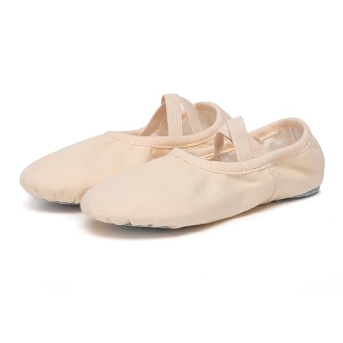 Danzcue Ballet Shoes for Girls-Soft Canvas/PU Leather Dance Slippers with Non-Slip Soles, Ideal Ballet Flats for Toddlers and Kids2