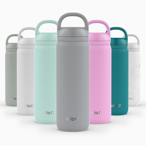 Image of Ello Cooper Twist 22oz Stainless Steel Water Bottle with Chug Lid | Leak Proof Double Walled and Vacuum Insulated | Fits Car Cupholder | Built in Carry Loop | Dishwasher Safe | Gray